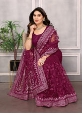 Calming Saree in Wine Colour